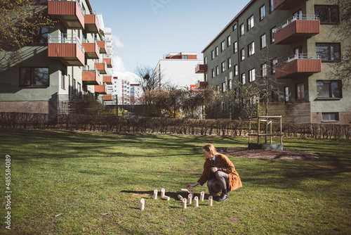 Woman playing molkky photo