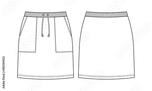 Fashion technical drawing of sports mini skirt