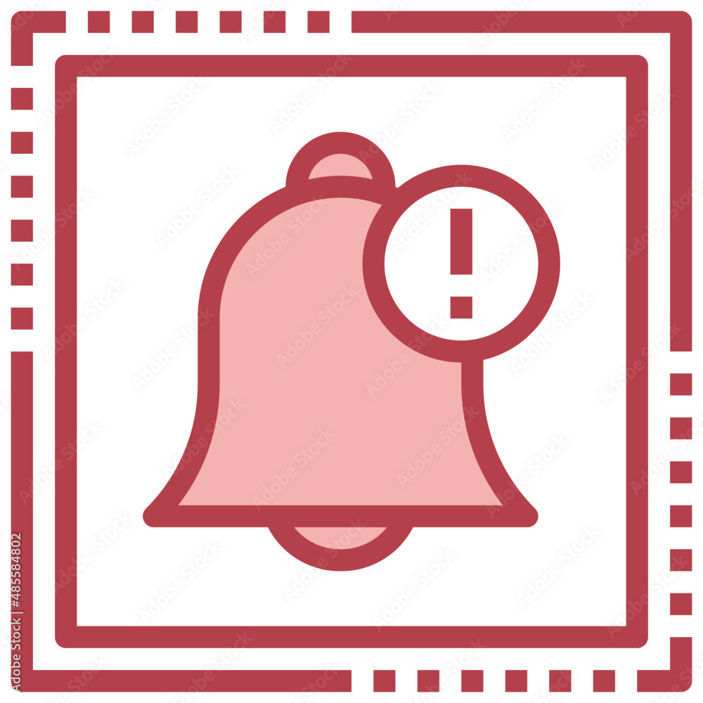 NOTIFICATION BELL red line icon,linear,outline,graphic,illustration