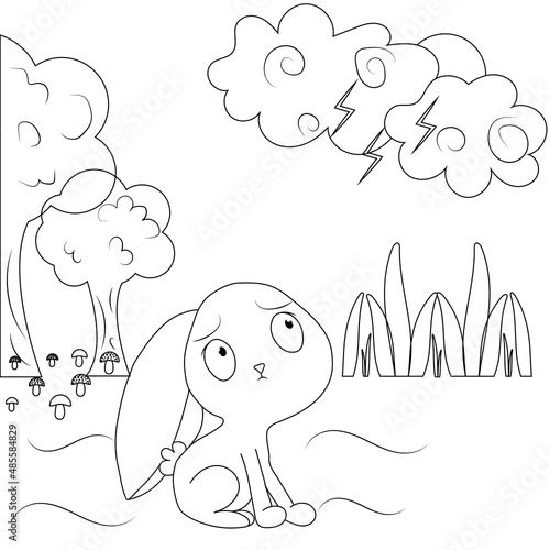 Children's coloring book with a hare.