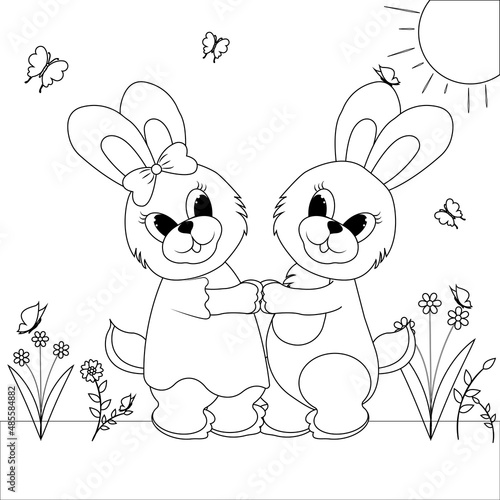 Children's coloring book with a hare.