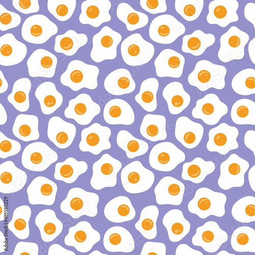 Egg breakfast backgrounds with scrambled eggs, fried egg vector pattern