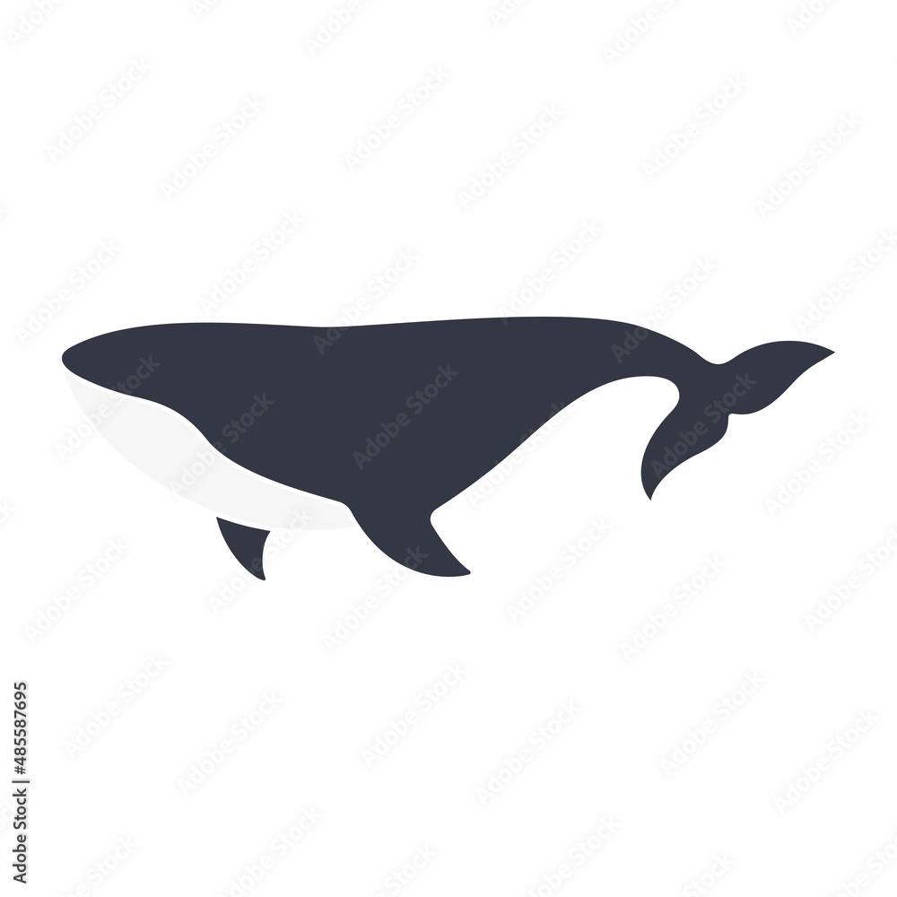 Fototapeta premium Whale animal. Sperm whale character. Ocean animal symbol. Vector isolated on white.