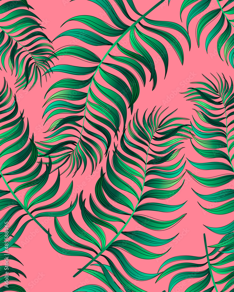 Tropical leaves pattern. Vector botanical illustration. Jungle print. Tropical leaves pattern. Vector botanical illustration. Jungle print.