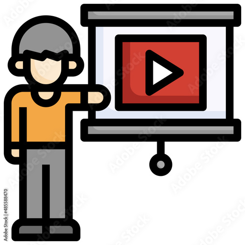 VIDEO filled outline icon,linear,outline,graphic,illustration