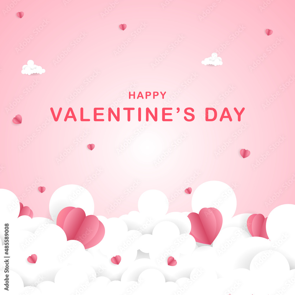 Cloud with heart  in Valentine's Day on pink background , Flat Modern design , illustration Vector EPS 10