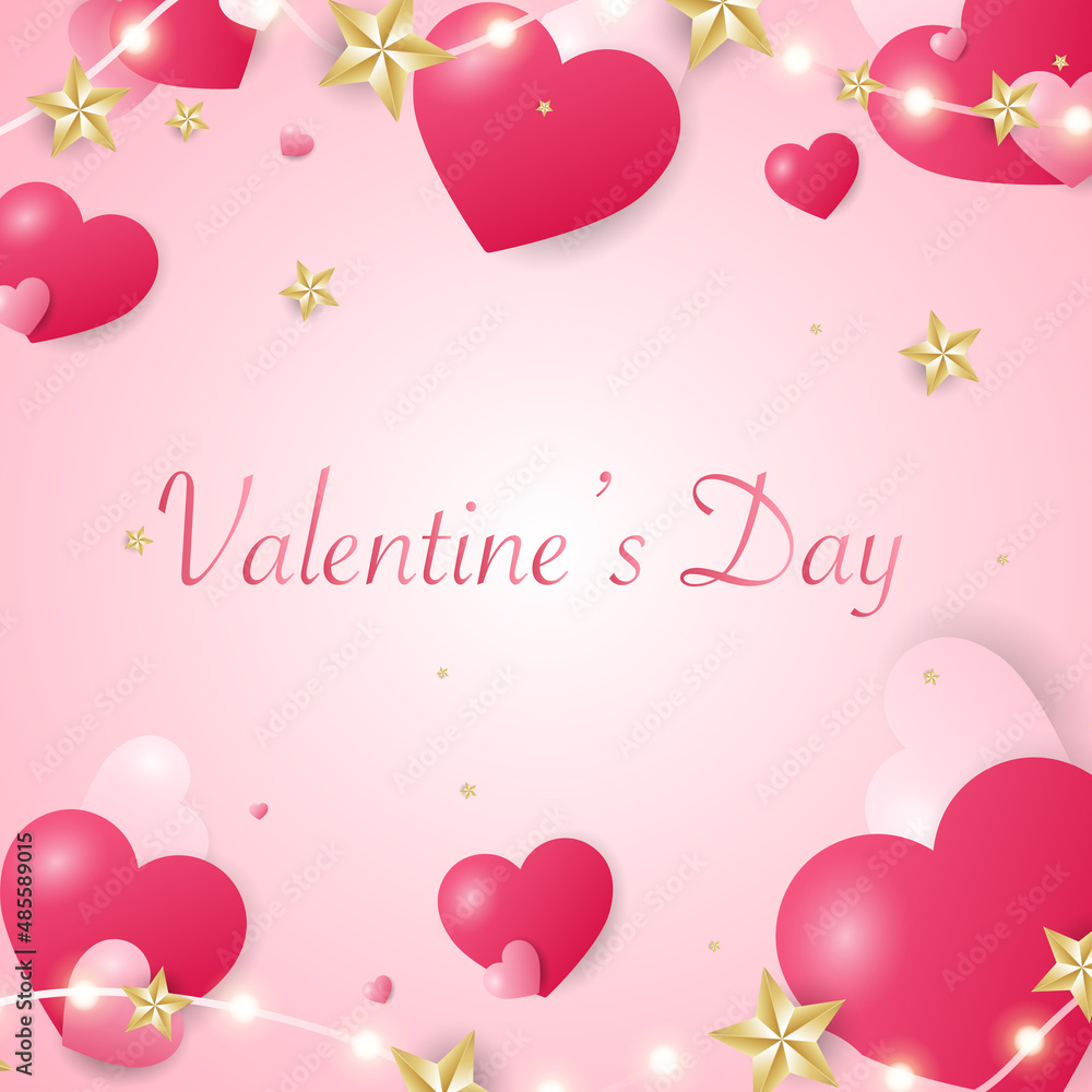 Heart in Valentine's Day  with on pink background, illustration Vector EPS 10