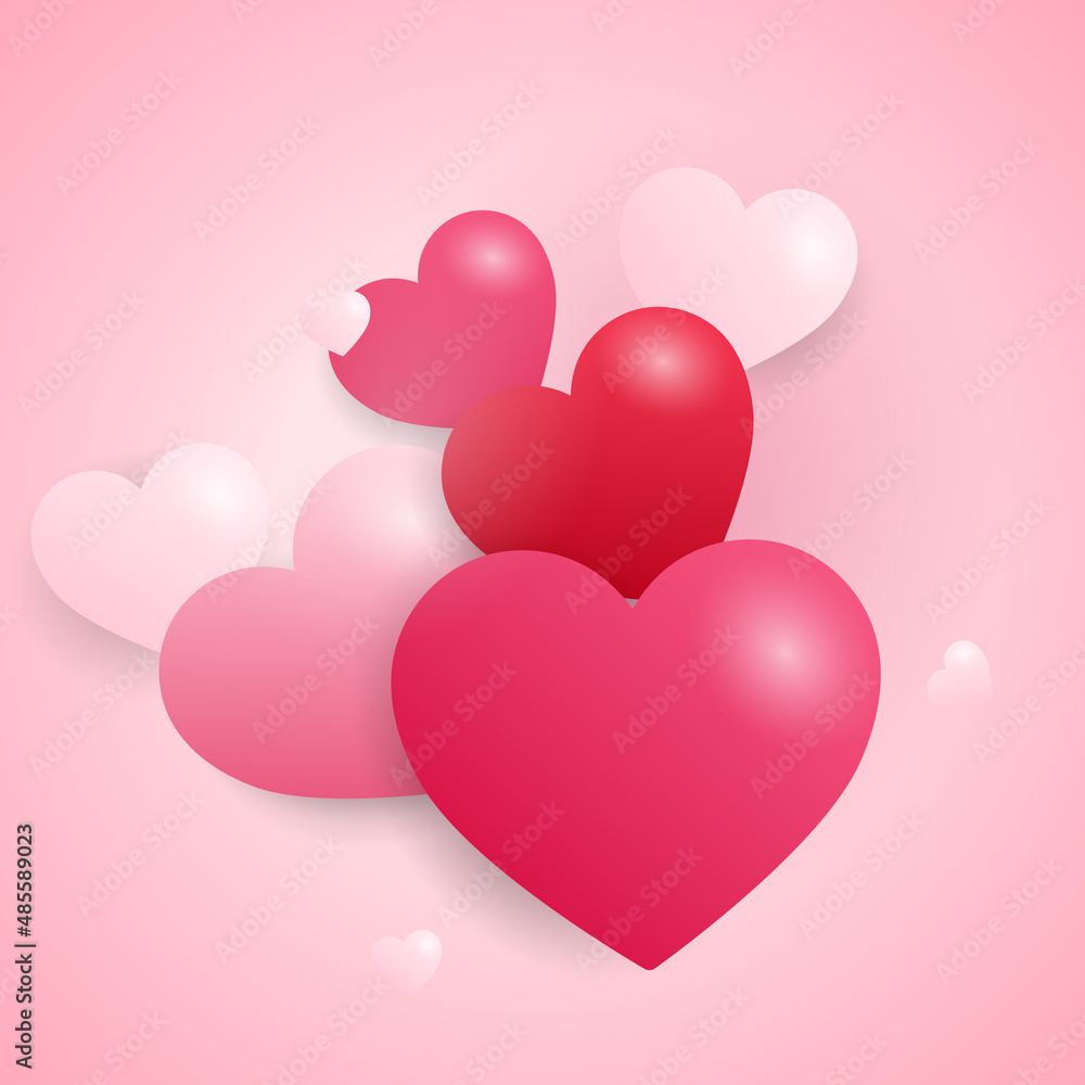 Heart in Valentine's Day on pink background , Flat Modern design , illustration Vector EPS 10