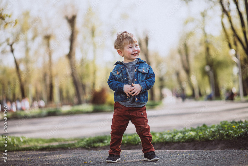 Little boy happy in park Little boy happy in park