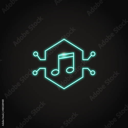 Neon NFT music icon in line style