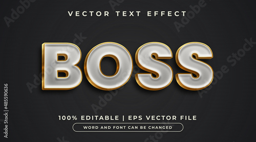 Boss text, white and gold editable text effect style