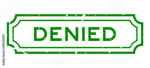 Grunge green denied word rubber seal stamp on white background