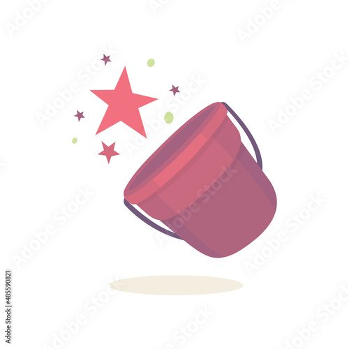 Bucket. Little buckets drawing in cartoon style. Bucket illustrations. Part of set.