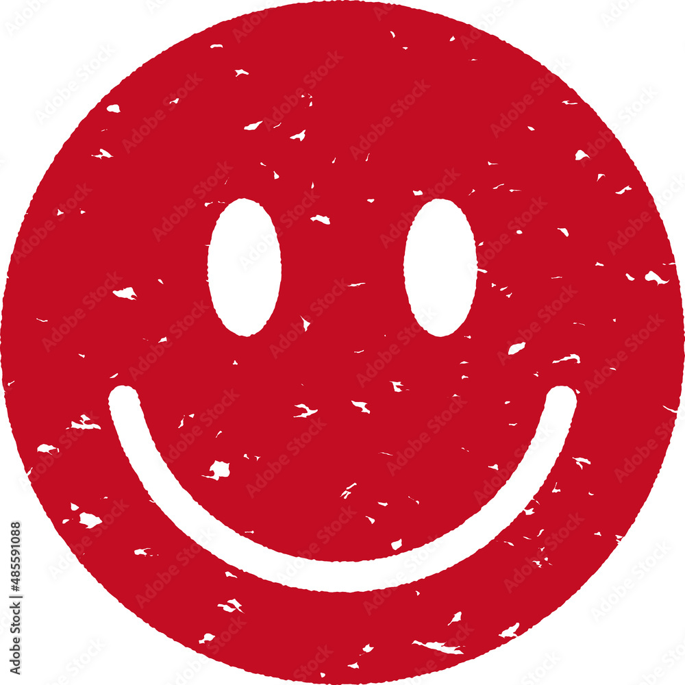 スマイリーマークの赤いゴム印のイラスト StockIllustration Adobe Stock