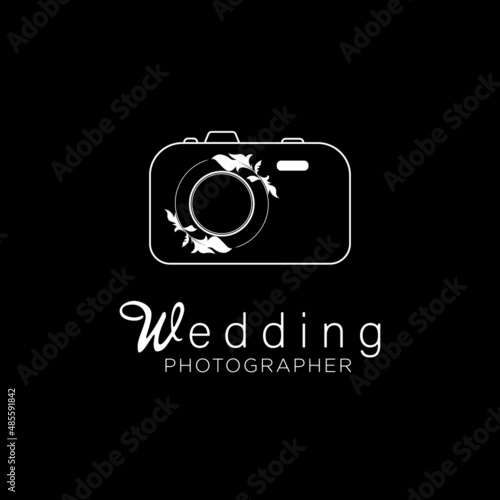 Beautiful flower and camera symbol logo