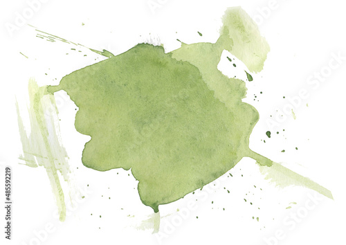 Watercolor green Blot on white background. Colorful Blot photo