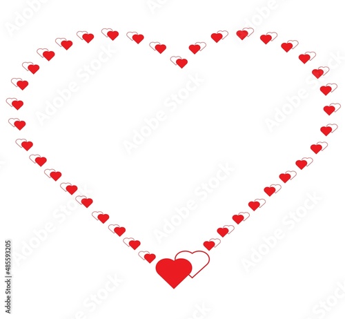 Red heart made of hearts on a white background