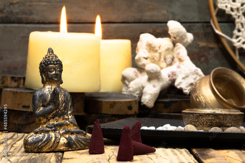 image with energy stones and aromatic candles to meditate, in silence, in the temple image with energy stones and aromatic candles to meditate, in silence, in the temple