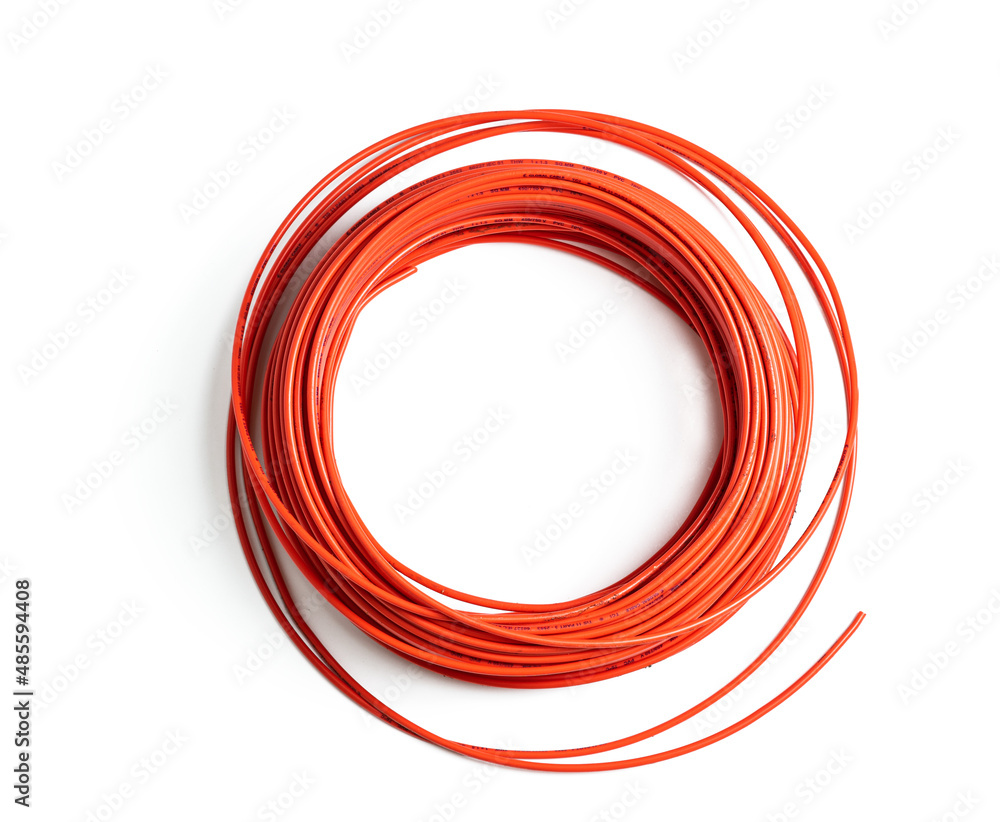 red electric wire isolated on white background red electric wire isolated on white background