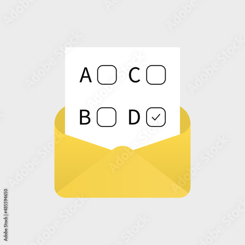 Online quiz. Mistake. Phone with online quiz form checklist on screen