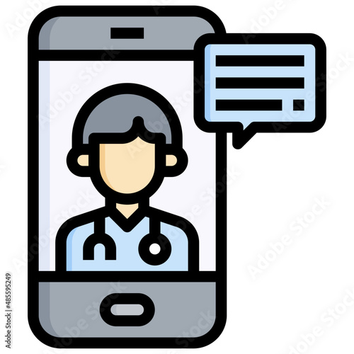TELEMEDICINE filled outline icon,linear,outline,graphic,illustration