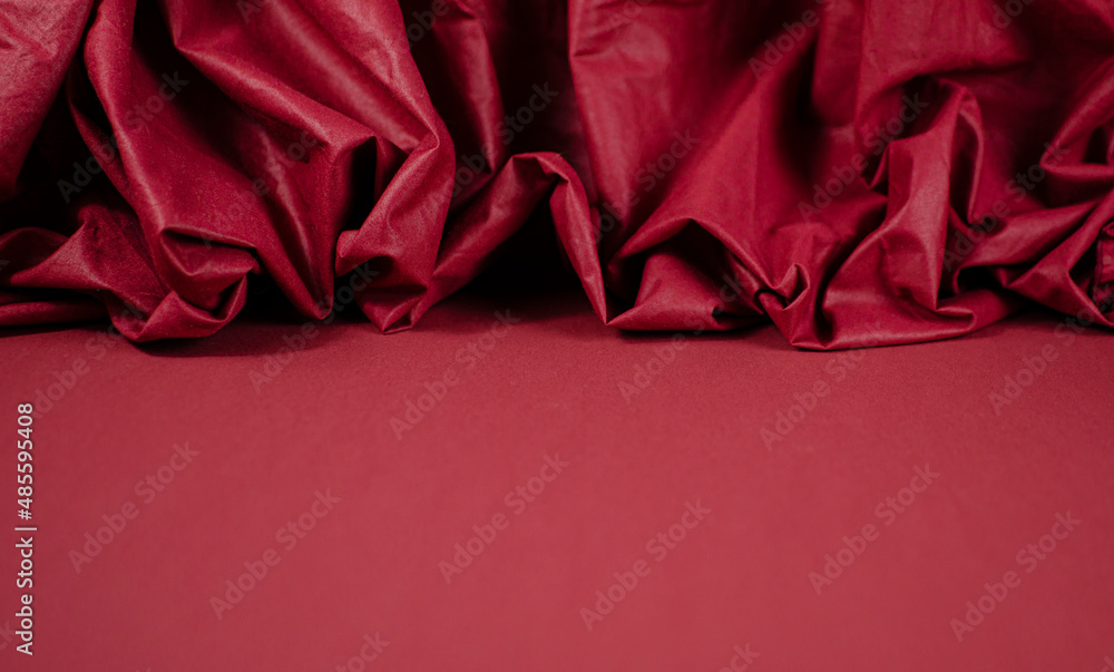 Red silk texture background - obrazy, fototapety, plakaty 