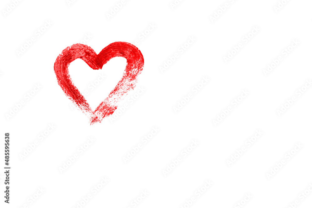 Heart symbol drawn with red lipstick on a white background. Heart symbol drawn with red lipstick on a white background.