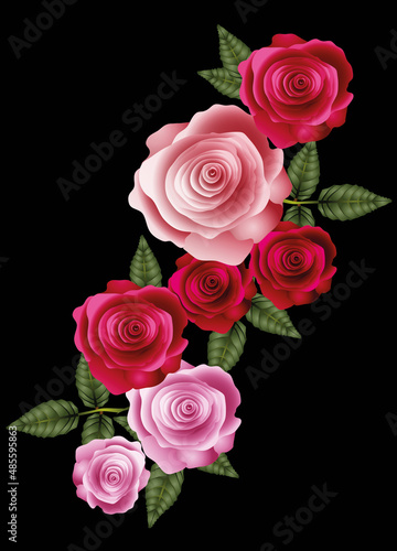 Valentinstag Rosengirlande aus leuchtenden Rosen