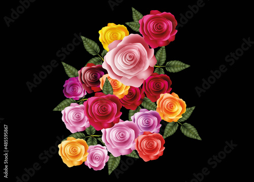 traumhaft farbenfrohes Rosen Bouquet