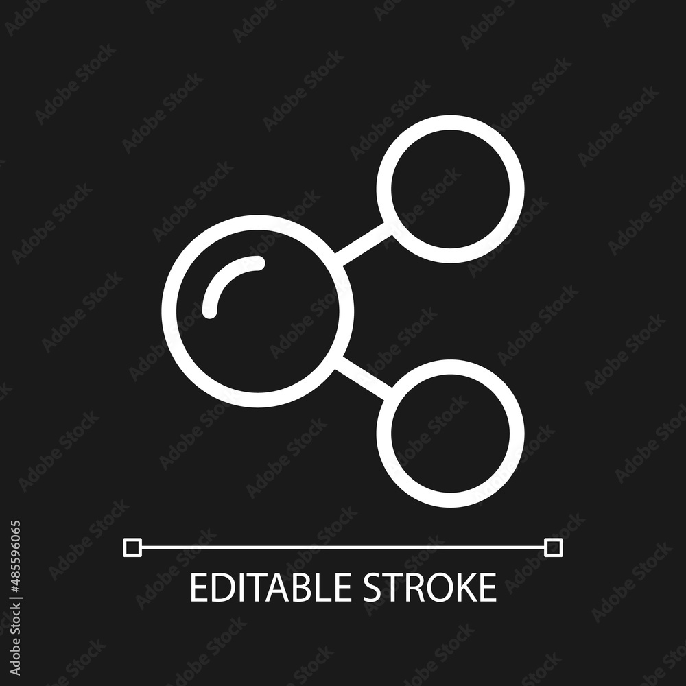 Social media sharing pixel perfect white linear icon for dark theme. Marketing strategy. Online store. Thin line illustration. Isolated symbol for night mode. Editable stroke. Arial font used Social media sharing pixel perfect white linear icon for dark theme. Marketing strategy. Online store. Thin line illustration. Isolated symbol for night mode. Editable stroke. Arial font used
