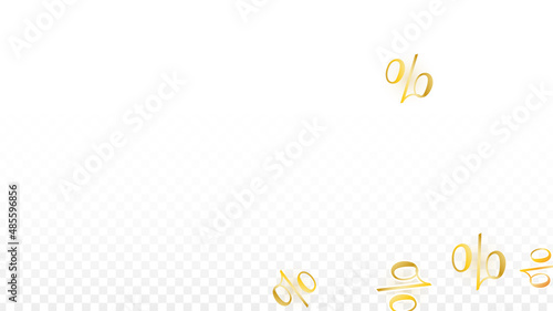 Luxury Vector Gold Percentage Sign Confetti on Transparent. Percent Sale Background. Business, Economics Print. Discount Illustration. Promotion Poster. Black Friday Banner. Special offer Template.
