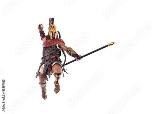 spartan with spear isolated on white background