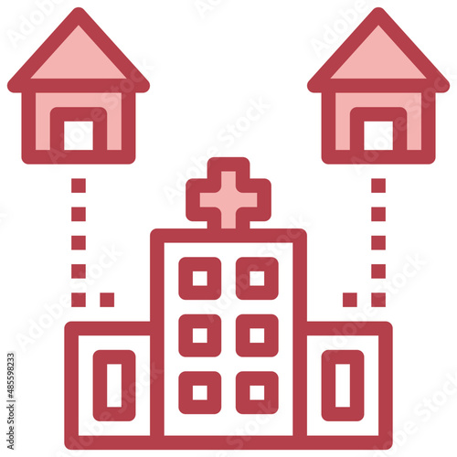 TELEMEDICINE red line icon,linear,outline,graphic,illustration