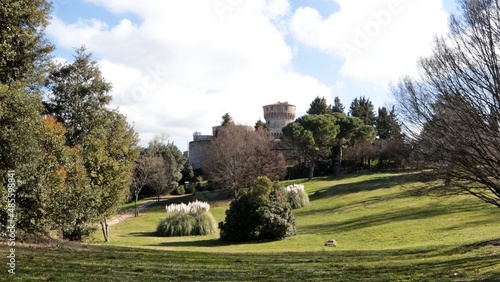 The Enrico Fiumi Park and the Medici Fortress, now used as a state prison. The park is a green area in the center of the city of Volterra bordered by the Etruscan walls and the Medici fortress. photo