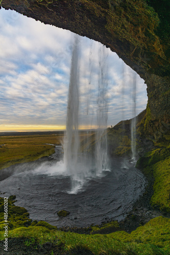 Waterfall in a dramatic northern landscape