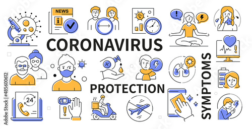 Coronavirus protection - modern flat design style web banner