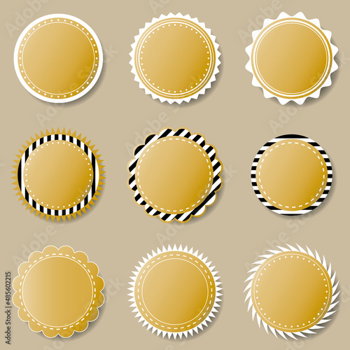 Set of round decorative stickers labels borders frames