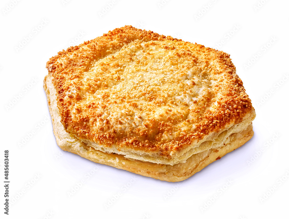 puff pastry cheese snack isolated on white