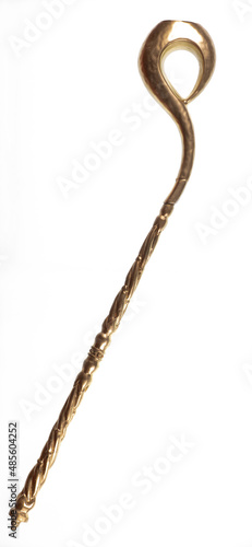 golden antique staff isolated on white background