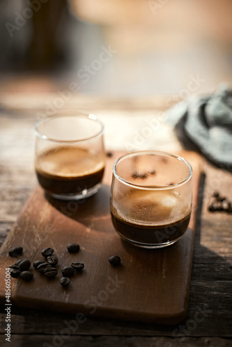 Close up of two espresso