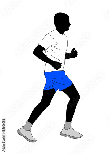 marathon runner  in color sportswear - vector illustration