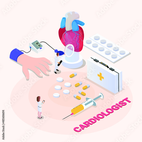 Cardiologist isometric 3d vector illustration concept for banner, website, landing page, ads, flyer template