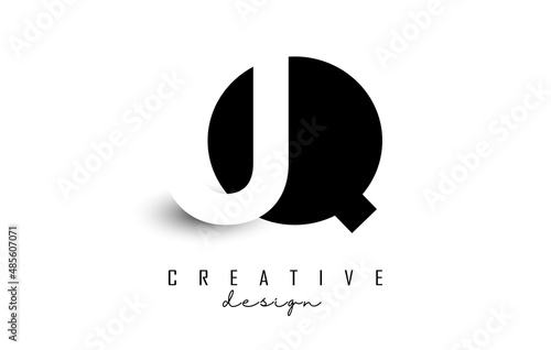 JQ letters Logo with negative space design. Vector illustration with with geometric typography.