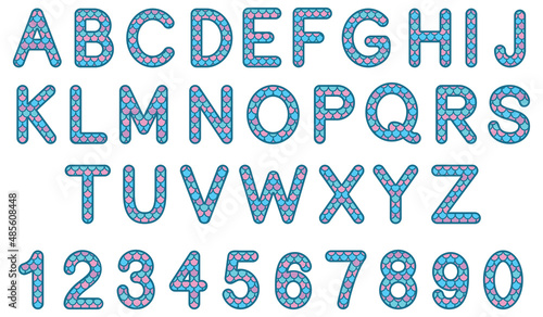 Mermaid Tail Scale Alphabet and Number Clipart Set