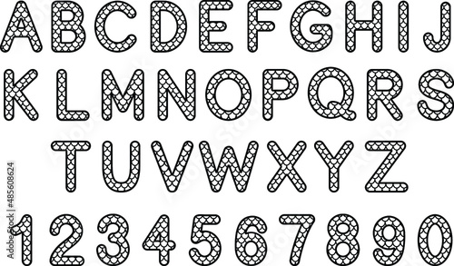Scale Pattern Alphabet and Number Outline Clipart Set