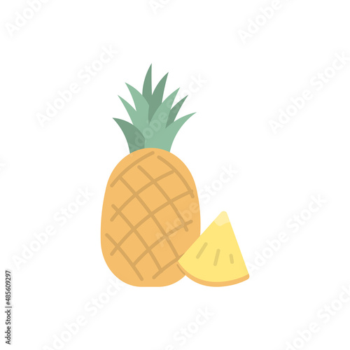 illustration of pineapple and pineapple pieces. fruit and food. vector design. element, ui, icon, sticker