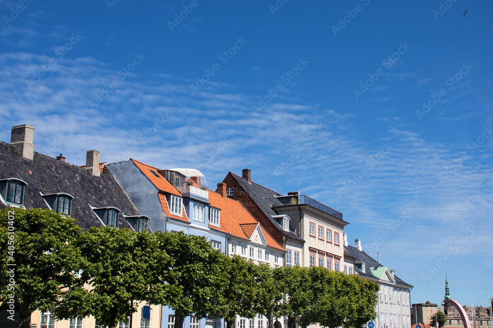 Houses in the aincient town of Elsinore - Helsingor, Denmark. Colorful houses and ols city streets. popular tourist place. High quality photo Houses in the aincient town of Elsinore - Helsingor, Denmark. Colorful houses and ols city streets. popular tourist place. High quality photo
