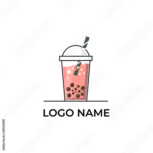 bubble tea logo vector icon graphic template design
