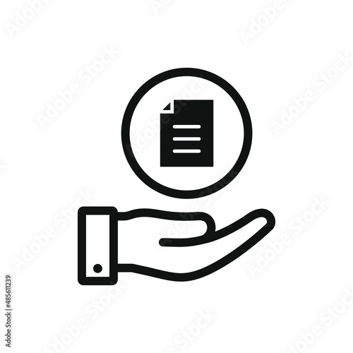 Document on hand. File, certificate, insurance icon line style isolated. Vector illustration