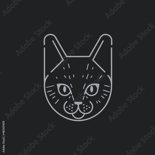 Vector logo design template - illustration of cat head. Contour vector illustration for emblem, badge, insignia.